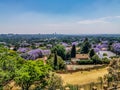 Aerial view of Johannesburg , the largest urban forest during Spring - Jacaranda blooming in October in South Africa Royalty Free Stock Photo