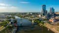 Aerial view of John Seigenthaler pedestrian bridge or Shelby street crossing in Nashville