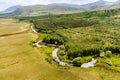 Joyce\'s river winding down below in Connemara region in Ireland. Royalty Free Stock Photo