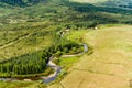 Joyce\'s river winding down below in Connemara region in Ireland. Royalty Free Stock Photo