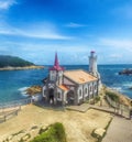 Aerial View of Jukseong Catholic Church, jeonggwan, Gijang, Busan, South Korea, Asia Royalty Free Stock Photo