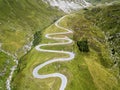 Aerial view of Julier Pass in Swiss Alps mountain in ummer, Canton Grison