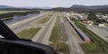 Aerial View of the Juneau Alaska Airport Runways and Seaplane Inlet Royalty Free Stock Photo