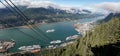 Aerial view of the Juneau with cruise ship dock as seen from the Mount Roberts Tramway, Alaska USA