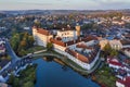 Jindrichuv Hradec Castle Pond Aerial Sunrise Royalty Free Stock Photo