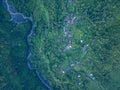 Aerial view Kabut Pelangi Waterfall in East Java. Royalty Free Stock Photo
