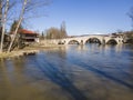 Aerial view of Kadin most - a 15th-century bridge, Bulgaria Royalty Free Stock Photo