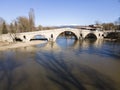 Aerial view of Kadin most - a 15th-century bridge, Bulgaria Royalty Free Stock Photo