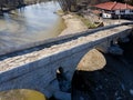 Aerial view of Kadin most - a 15th-century bridge, Bulgaria Royalty Free Stock Photo