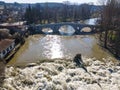 Aerial view of Kadin most - a 15th-century bridge, Bulgaria Royalty Free Stock Photo