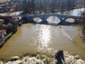 Aerial view of Kadin most - a 15th-century bridge, Bulgaria Royalty Free Stock Photo