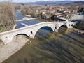 Aerial view of Kadin most - a 15th-century bridge, Bulgaria Royalty Free Stock Photo