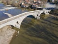 Aerial view of Kadin most - a 15th-century bridge, Bulgaria Royalty Free Stock Photo