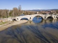 Aerial view of Kadin most - a 15th-century bridge, Bulgaria Royalty Free Stock Photo