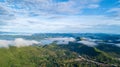 Aerial view of Kaeng Krachan dam with morning Mist