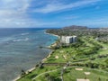 Aerial view of Kahala and the Pacific Ocean, Honolulu, Hawaii Royalty Free Stock Photo