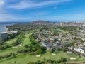 Aerial view of Kahala and the Pacific Ocean, Honolulu, Hawaii Royalty Free Stock Photo