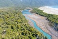 Aerial view of Kaipo River between Lake McKerrow and coast