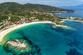 Aerial view of Kalamitsi beach on the Sithonia peninsula, in the Chalkidiki , Greece