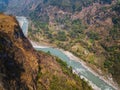 Aerial view of Kali Gandaki river in Kusma, Nepal Royalty Free Stock Photo