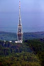 Kamzik TV transmission tower in Bratislava, Slovakia. Scenery, aerial.