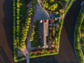 Aerial view of Kant Island with Cathedral in Kaliningrad, Russia at sunrise. top view. shot from drone Royalty Free Stock Photo