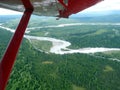 Aerial view of the Kantishna River in Alaska in the distance