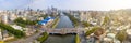 Aerial view of kaohsiung city and love river.