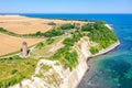 Aerial view of Kap Arkona on RÃÂ¼gen island at the Baltic Sea with lighthouse and chalk cliffs in Germany