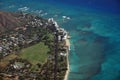 Aerial view of Kapiolani Park, Waikiki Shell, Natatorium, Zoo