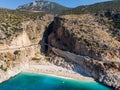 Aerial View of Kaputas Beach Turkish Mediterranean Coast in Antalya Province Kas / Turkey. Royalty Free Stock Photo