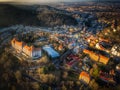 Aerial view of Karlovy Vary city in Czechia Royalty Free Stock Photo