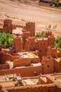 Aerial view on Kasbah Ait Ben Haddou and desert near Atlas Mountains, Morocco Royalty Free Stock Photo
