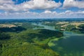 Aerial view of Kashubian Landscape Park. Kaszuby. Poland. Photo made by drone from above. Bird eye view Royalty Free Stock Photo