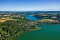 Aerial view of Kashubian Landscape Park. Kaszuby. Poland. Photo made by drone from above. Bird eye view Royalty Free Stock Photo