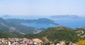 Aerial view of Kastellorizo from Kas district. Royalty Free Stock Photo