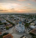 Aerial view of Kaunas cityscape during sunset Royalty Free Stock Photo