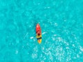 Aerial view Kayak boat turquoise water sea, sunny day. Concept travel Royalty Free Stock Photo