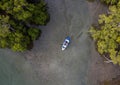 Aerial view of a kayak cruising through a river Royalty Free Stock Photo