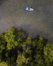 Aerial view of a kayak cruising through a river Royalty Free Stock Photo