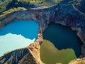 Aerial view of the Kelimutu volcano and its crater lakes, Flores, Indonesia Royalty Free Stock Photo