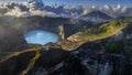 Panoramic Aerial view of Kelimutu volcano and its crater lakes, Indonesia Royalty Free Stock Photo