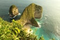 Exploring Kelingking Beach. Nusa Penida Island, Bali, Indonesia. Royalty Free Stock Photo