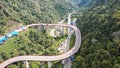 Aerial view of Kelok 9 bridge West Sumatra. Payakumbuh, Indonesia, January 26, 2023