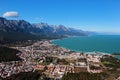 Aerial view of Kemer, a seaside resort town and district of Antalya Province on the Mediterranean coast of Turkey Royalty Free Stock Photo