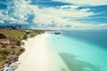 Aerial view of Kendwa Beach in Zanzibar, Tanzania