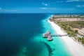 Aerial view of Kendwa Beach in Zanzibar, Tanzania