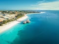 Aerial view of Kendwa Beach in Zanzibar, Tanzania