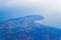 Aerial view Kent coastline and English Channel at sunrise England