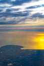 Aerial view Kent coastline and English Channel at sunrise England